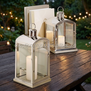 ชุดโคมไฟสแตนเลสขัดเงาสีเงิน ที่วางเทียนไร้เปลวไฟ ของตกแต่งบ้าน - Product Image 3