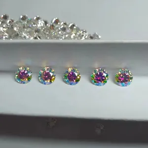 1Carat Ab Colorful Round Cut Loose Moissanite 2ct 8mm 3ct 9mm Gra Certificate Rainbow Moissanite Diamond