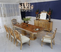 Ensemble de salle à manger en bois massif de style classique français européen antique de luxe, table et chaises