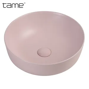 Addomesticato PZ6136-MLP sanitari bagno rotondo rivestimento lavello opaco colore rosa chiaro lavabo lavabo lavabo a mano