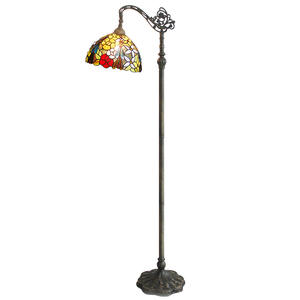 Lámpara de Pie Estilo Tiffany Jiyuanlux, Lámparas de Vidrio con Diseño de Flor de Tulipán, Pantalla con 2 Luces, Base Antigua - Product Image 5