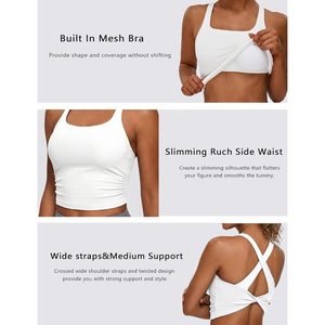 Sujetador deportivo blanco para mujer con espalda cruzada y soporte para entrenamiento, gimnasio y correr (Talla S) - Product Image 5