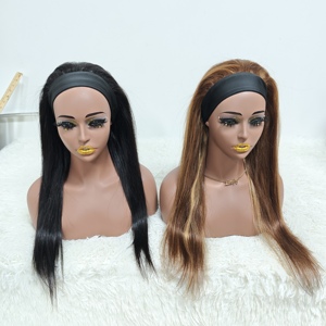 Letsfly 52$ Promotion Headband <b>Wigs</b> 22inch Straight Natural Black Highlight Color 100% Human Hair <b>Wigs</b> Wholesale 210gram Stock - Product Image 1