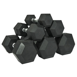 Ensemble d'haltères hexagonales en fonte recouvertes de caoutchouc noir personnalisées pour salle de sport, 20 kg, <span class=keywords><strong>FREDO</strong></span> FRD-012, usage commercial, unisexe, logo personnalisé disponible - Product Image 3