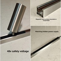 Rail lumineux magnétique couleur aluminium ; Spot LED suspendu de style Bauhaus industriel à montage en surface 3500K 97