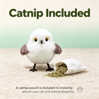 Jouet pour chat en peluche interactif, oiseau qui bat des ailes et chante, activé par le toucher, rechargeable, avec herbe à chat pour chats d'intérieur