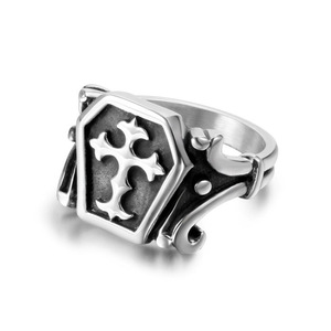 Men's Titanium Steel <b>Ring</b> Cross Design Geometric Shape Fashion Jewelry For Index Finger SA568 - Product Image 1