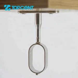 TOPCENT Zinc alloy hanging oval wardrobe rail tube holder center suspended support