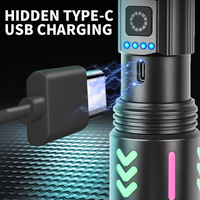 Lampe torche LED 30W en alliage d'aluminium, 1000m, rechargeable par USB Type-C, batterie externe, étanche IP44, lampe torche tactique lumineuse pour le camping