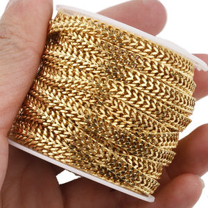 5pcs/Roll 18k Gold Stainless Steel 5mm Width Double <strong>Braided</strong> Curb Chain With <strong>Diamond</strong> Cut Flat Grinding Chain for Jewelry Making - Product Image 5