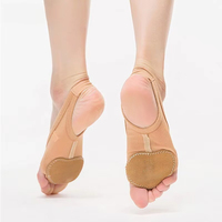 Chaussures de danse à semelle souple pour la danse moderne et la danse du ventre, chaussures à bout ouvert et demi-semelle pour la protection des pieds nus