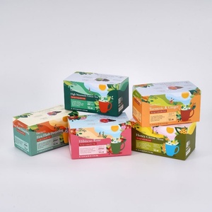 Recyclable Tea Packaging Box Color Box Flower Tea Box Paper Packaging Box White <b>Cardboard</b> Box Snap Bottom Food Grade - Product Image 3