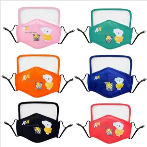 Masker Katun Motif Kartun Anak-anak, Tiga Dimensi Masker Katun Murni dengan Masker Mata, Pelindung Wajah Anak-anak dengan 2 Filter