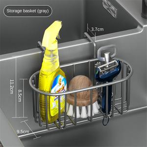 Égouttoir mural en acier inoxydable pour évier de cuisine, écologique, moderne, noir et gris, rangement de cuisine pour le nettoyage - Product Image 4