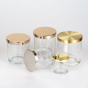 14oz Klares Glas-Kerzengefäß mit Glänzendem Silberdeckel Geprägtes Logo Metall-Kerzendeckel - Product Image 5