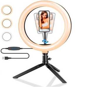 ไฟวงแหวนขนาด<span class=keywords><strong>10</strong></span>นิ้วพร้อมขาตั้ง-ไฟ LED 12วัตต์สำหรับเซลฟี่และการสตรีมสดทุกวันรวมขาตั้งกล้องโทรศัพท์ - Product Image 1