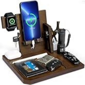 Soporte de Madera para Teléfono, Organizador de Escritorio Multifuncional con Porta Relojes y Llaves para Uso en Oficina - Product Image 4