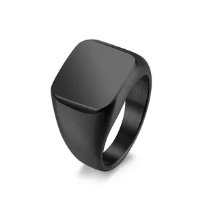Fashion Jewelry Men Metal Ring Blanks Black Plated Finger Ring Designs Fashion Simple Silver Stainless Steel Ring