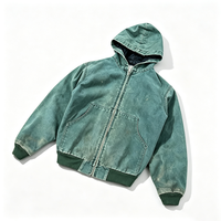 Blouson Bomber Homme Personnalisé en Toile de Coton, Doublé, Coupe Oversize, Grammage Lourd, Vert Délavé Vintage, Effet Usé, à Capuche, Vente en Gros OEM