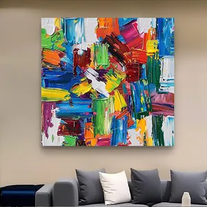 Arte moderna para paredes de sala de estar, decoração de casa, pintura a óleo abstrata grande pintada à mão em tela, arte artesanal