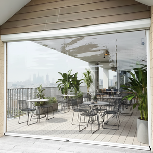 Stores enrouleurs transparents rétractables sur mesure, résistants aux intempéries, en PVC transparent avec fermeture éclair pour patio, <span class=keywords><strong>garage</strong></span> et extérieur - Product Image 1