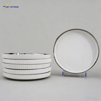 Ensemble de vaisselle jetable de luxe en porcelaine, kit d'ustensiles en céramique émaillée de qualité supérieure avec bordure argentée, pour mariage et décoration intérieure