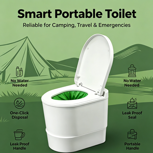Lightweight Portable Square Dry Flush Camping Toilet Heated Seat Compact Travel <b>Mobile</b> Commode for Outdoor Hiking Picnic RV Trip - Product Image 2