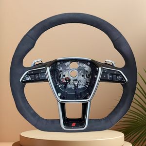 Avec bouton de démarrage <span class=keywords><strong>S</strong></span>-<span class=keywords><strong>Line</strong></span> Demi-volant Alcantara pour <span class=keywords><strong>Audi</strong></span> Q3 Q5 Q8 SQ8 A3 A4 B9 A5 B8 A6 C7 A7 S3 S4 RS3 RS5 RS7 RS6 C8 - Product Image 1