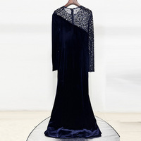 Robe de soirée longue de qualité en stock, série Célébrité, avec perles lourdes, en velours et maille, taille empire, coupe droite, pour femme enceinte