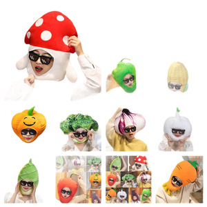 Sombrero de verduras y frutas divertido y viral de internet: cebolla, calabaza, brócoli, pimiento, champiñón, con cuello ajustable - Product Image 1