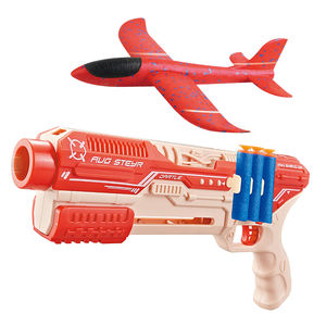 2合1户外玩具枪射击游戏投掷泡沫飞机发射器飞行玩具与6个软子弹为孩子 - Product Image 6