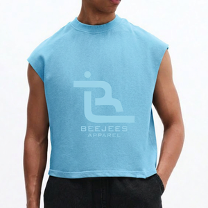 เสื้อกล้ามเจอร์ซีย์แบบไม่มีแขน สกรีนโลโก้ตามสั่ง ปี 2026 ขายส่ง แบบทำสีซีดและลายนูน สำหรับผู้ชาย สวมใส่สบาย คอกลม ผ้าฝ้าย 100% ระบายอากาศได้ดี เป็นมิตรกับสิ่งแวดล้อม - Product Image 2