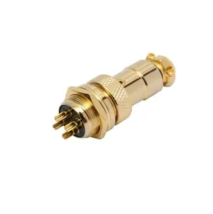 Conector gx16 gx25 gx12, conector circular com 4 pinos macho e fêmea, ouro real, gx16, gx25 e gx12