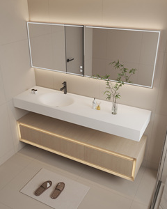 <span class=keywords><strong>Lavabo</strong></span> de baño de hotel moderno Gabinete de <span class=keywords><strong>lavabo</strong></span> de tocador <span class=keywords><strong>Encimera</strong></span> individual Losa de <span class=keywords><strong>roca</strong></span> integrada Losa de <span class=keywords><strong>roca</strong></span> - Product Image 4