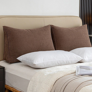 Corduroy Lumbar <b>Support</b> Cushion Rectangle Solid Color Coffee Brown And Dark Green Machine Washable For Office Car Use - Product Image 4