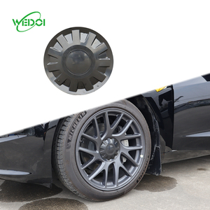 Gran oferta, nueva edición, cubierta central de cubo, flor, tipo broche, alta calidad, 4 Uds., cubierta central negra ABS para Tesla <span class=keywords><strong>Higland</strong></span> Modelo 3 - Product Image 1