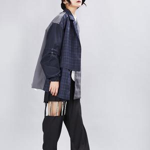 Nuevo Traje Retro Pequeño para Mujer, Chaqueta de Traje en Capas con Costuras a Cuadros de Dos Colores, Puños Elásticos, Manga Larga, Blazer Informal - Product Image 3