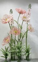 Bunga Poppy Raksasa Buatan Tangan Warna Pink untuk Dekorasi Latar Belakang Pernikahan, Acara, Pesta, dan Jendela