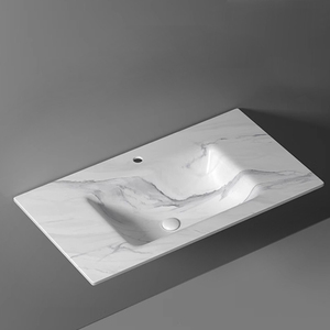 Nhà Máy Trực Tiếp Hiện Đại Trắng Một Mảnh Liền Mạch Rock Slab Phòng Tắm Rửa Lưu Vực Uốn Nóng Thiêu Kết Đá Cho Khách Sạn - Product Image 4