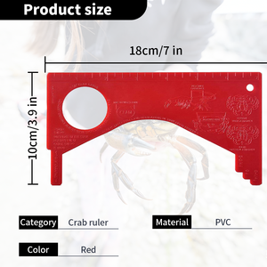 Datao Misuratore Portatile per Granchi in PVC Rosso, Righello Multimisura per Granchi, Strumento di Controllo Dimensioni per la Pesca Costiera e Pescatori - Product Image 4