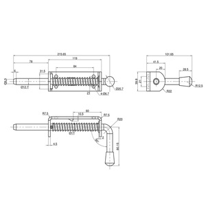 <b>Spring</b>-loaded Bolt <b>Door</b> Latch 215.65mm x 80.15mm Heavy-duty Iron Blue-zinc Plated Industrial Design - Product Image 1