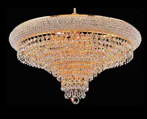 迪拜仿古设计家居装饰吸顶灯水晶嵌入式帝国篮照明金色水晶吊灯