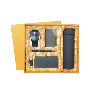 Conjunto de presente 6 em 1 para empresas, caneta promocional de luxo com banco de potência USB, mouse, porta-cartões, conjunto executivo de cajas de presente