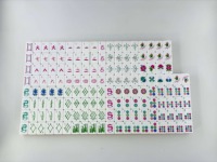 Tuiles de Mahjong de Luxe Gravées en Mélamine 32mm, 160 Pièces, Vert Magenta, 4 Couches, avec Tapis Floral Pastel pour Divertissement Familial