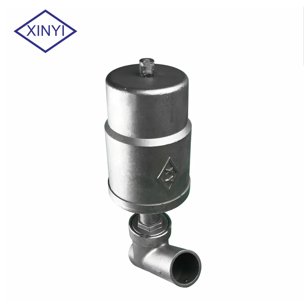 PN16 Stainless Steel Pneumatic Thread Ends Y-type Angle Seat Valve With Stainless Steel Actuator for dyeing machine Angle valve