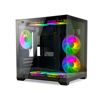 MANMU OEM Black Gamer CPU Desktop Mid Tower Aluminum Alloy Steel Transparent Side Panel Window Computer Case MicroATX 5
