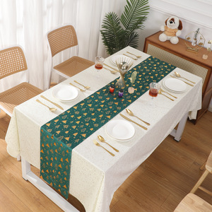 Mantel de camino de mesa con estampado dorado de terciopelo para árbol de Navidad nuevo transfronterizo para reuniones de vacaciones, banquetes, mesa elegante - Product Image 3