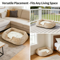 Lits pour animaux de compagnie, design panier en osier, pour chiens et chats, lavables, espace de sommeil luxueux pour animaux, fabricant, grossiste, prix très bas