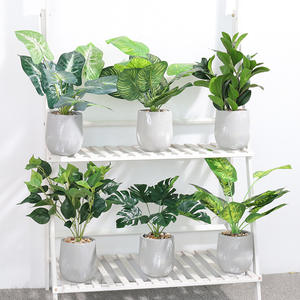 <span class=keywords><strong>Planta</strong></span> artificial lista para decorar en maceta, maceta de plástico con flores verdes de 25cm para escritorio de oficina en casa, centro de mesa rústico - Product Image 2