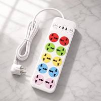 Multiprise universelle 10 voies personnalisable avec logo, ports USB-C, câble de 2 m, durable, colorée, pour maison et bureau